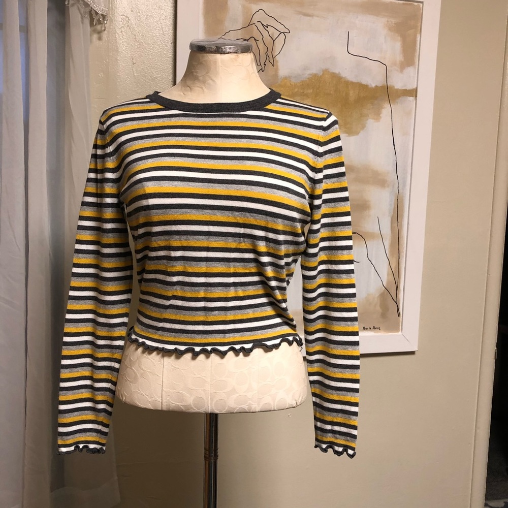 Stripped long sleeve crop sweater